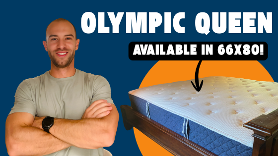 Olympic Queen mattress size comparison showing the 66x80 dimensions