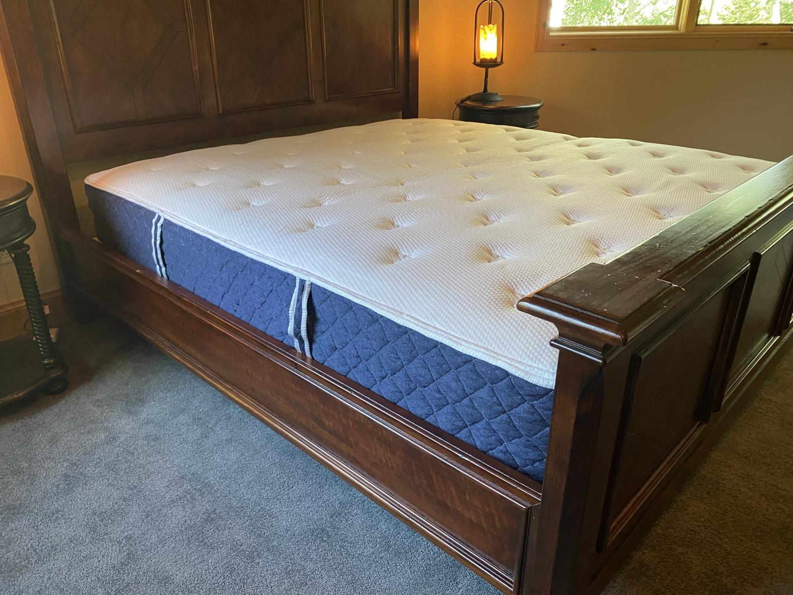Lying on mattress to test support