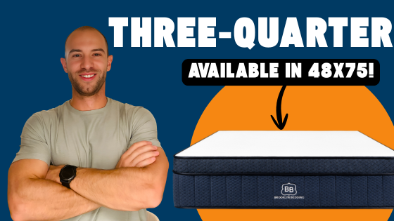 3/4 Three Quarter mattress size comparison showing the 48x75 dimensions