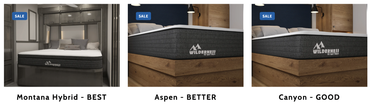 Wilderness RV Mattress lineup